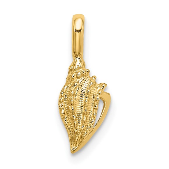 10k Yellow Gold Small MINI Conch Shell Necklace Charm Pendant - Picture 1 of 4